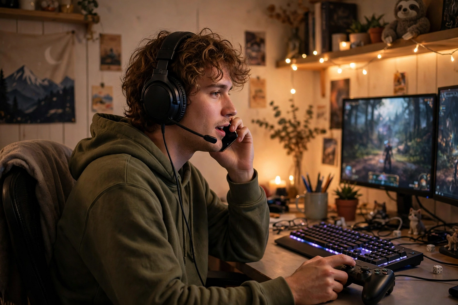 ARC Raiders Discord player chatting on phone while gaming