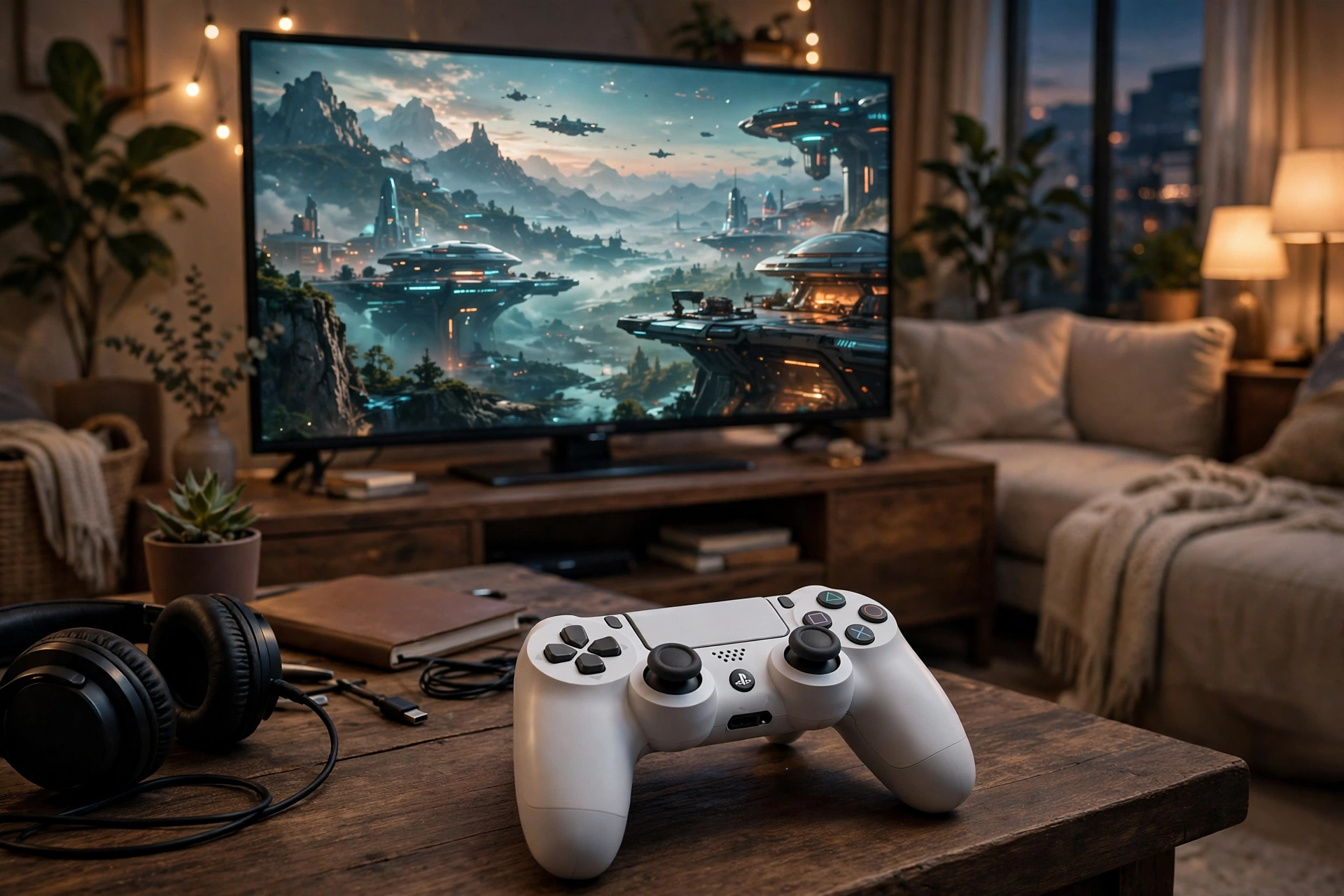 PS5 controller and TV gaming setup for ARC Raiders guide