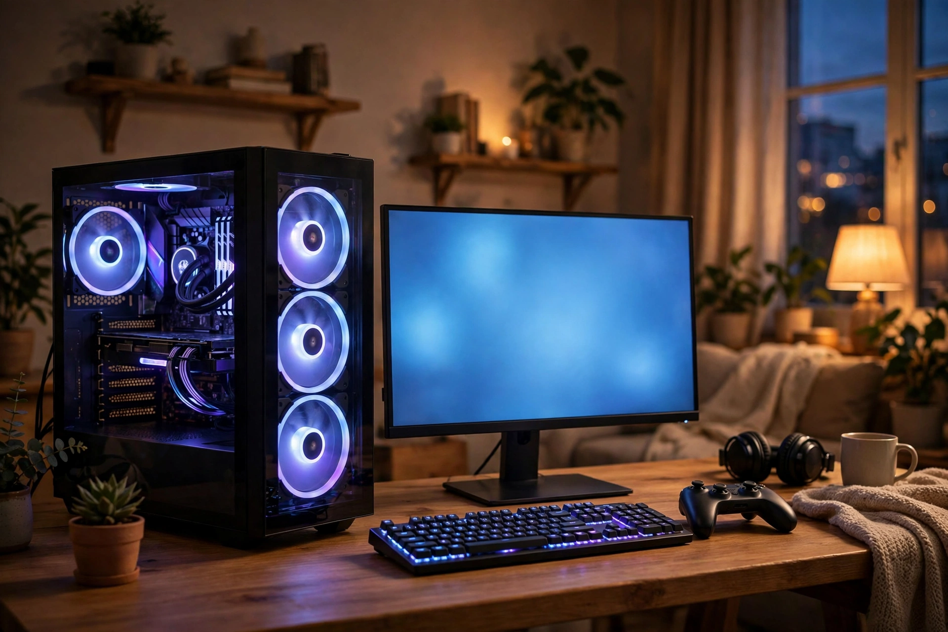 Ghost of Yotei PC status guide illustration of a gaming PC setup