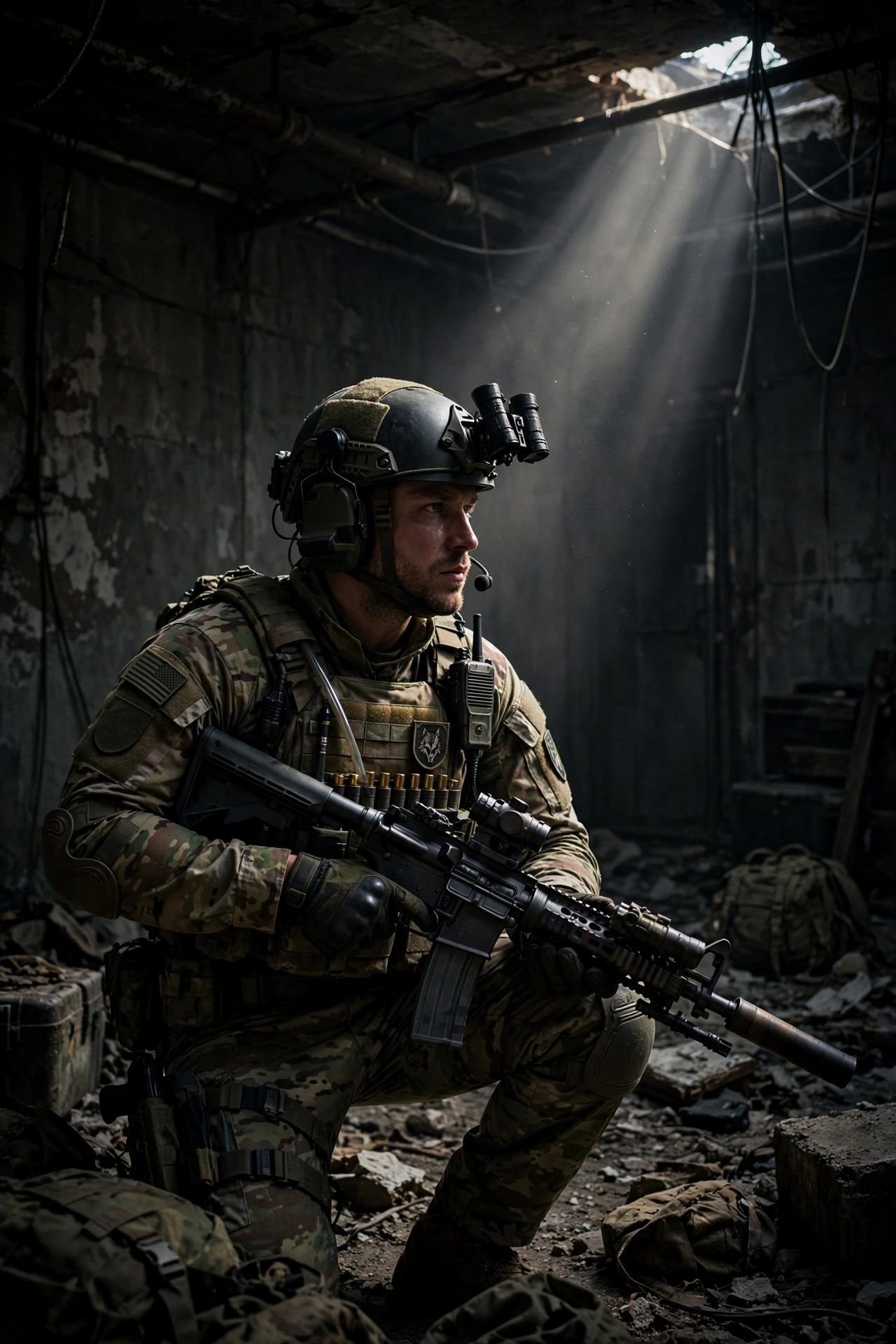 Battlefield 6 Phantom Edition soldier with weapon and gear in dark room