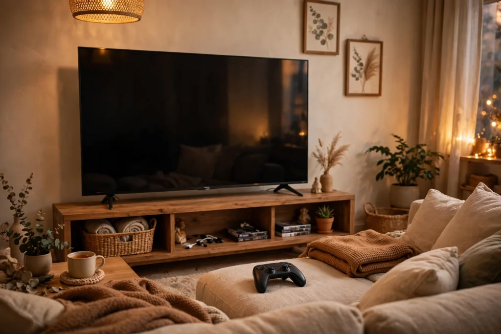 Battlefield 6 Xbox Series X cozy gaming setup with TV and controller
