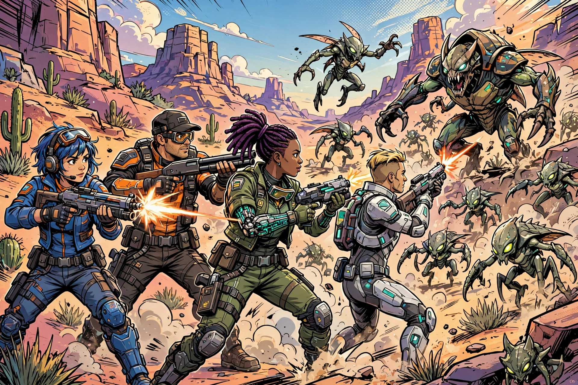Borderlands 4 PS5 co-op battle in colorful desert