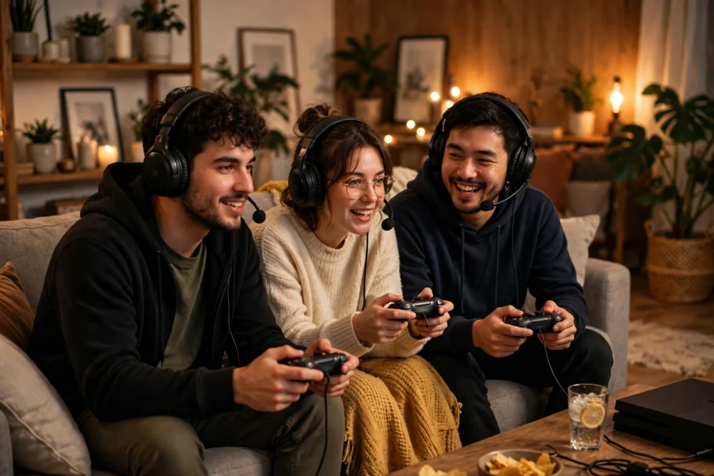 Is ARC Raiders crossplay three friends with headsets playing together