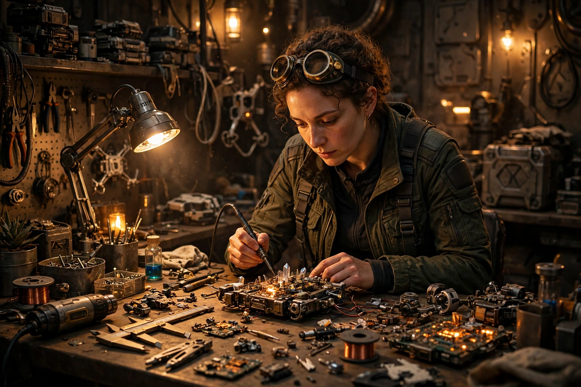 MetaForge ARC Raiders sci-fi workshop workbench with tools