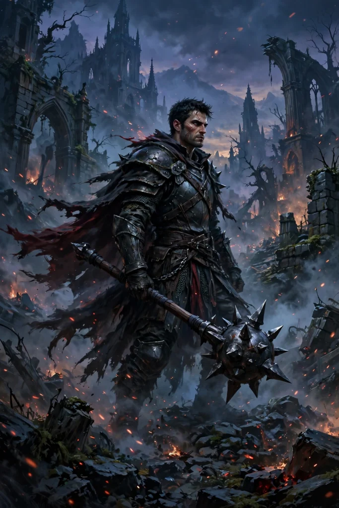 Path of Exile 2 classes dark fantasy hero in ruined Wraeclast landscape
