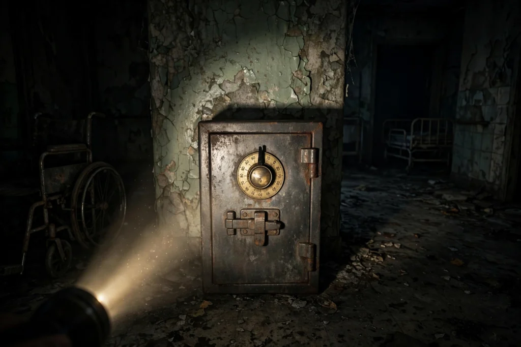 Resident Evil Requiem safe code locked safe with combination dial